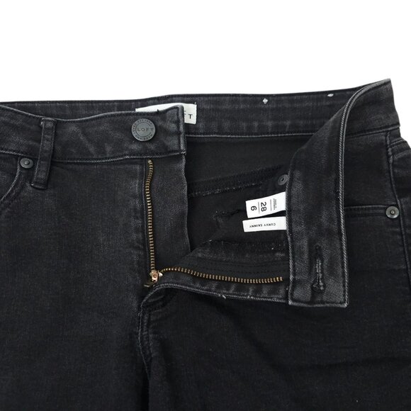 Loft Curvy Skinny Mid Rise Jeans Womens Size 28/6 Ankle Stretch Denim Black - Picture 7 of 15